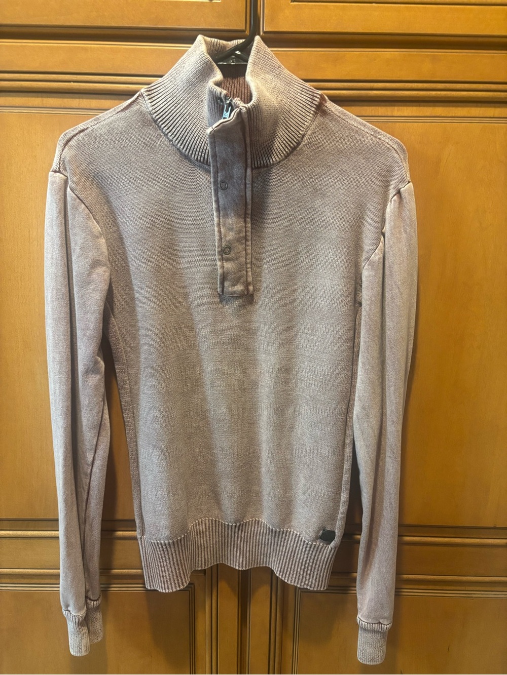 Buffalo David Bitton Men's Zip Mock Neck Sweater in Burgundy. Size: L